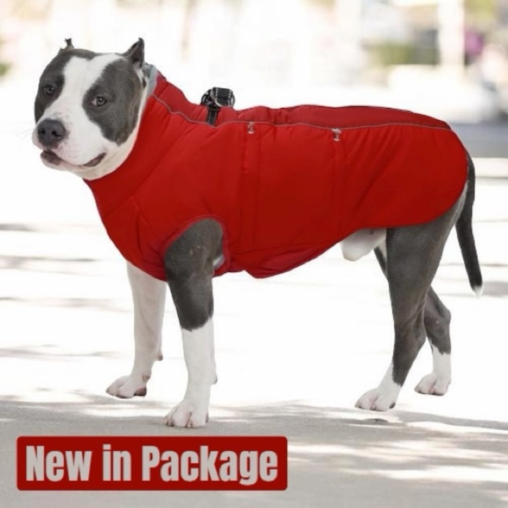 🐕🧥 IKIPUKO Winter Dog Coat – 4XL (Red) – Waterproof Fleece Snowsuit